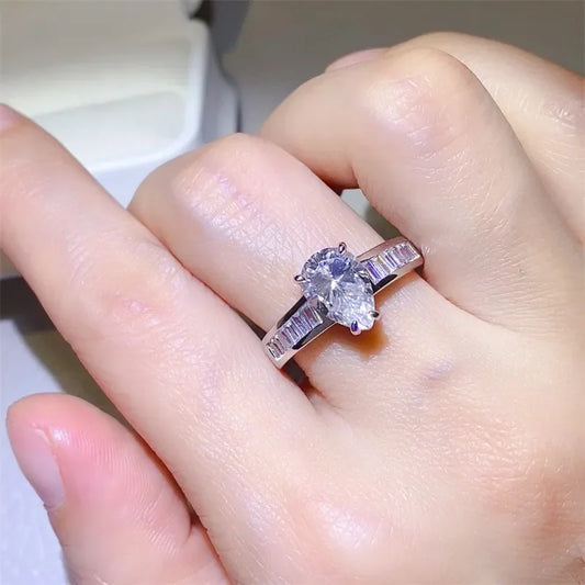 Sterling Silver 3 Carat Moissanite Ring Bianca - Brilliance Women's Ring Velanci