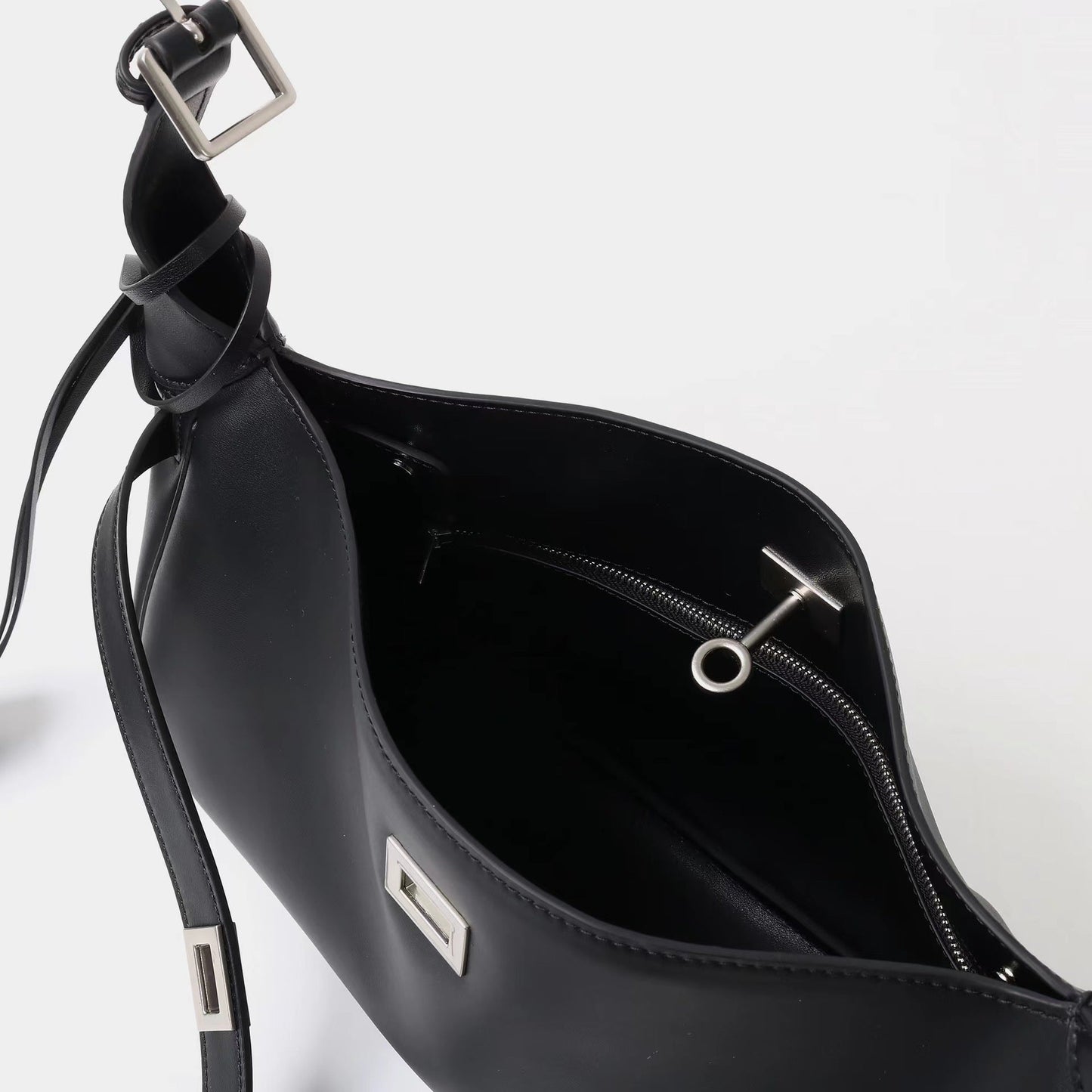 Elegant Waxed Calfskin Vintage Crossbody Baguette Bag