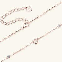 Moissanite Heart Necklace - Rose Gold Plated Silver Velanci