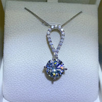 5 Carat Moissanite Teardrop Necklace In Sterling Silver Velanci
