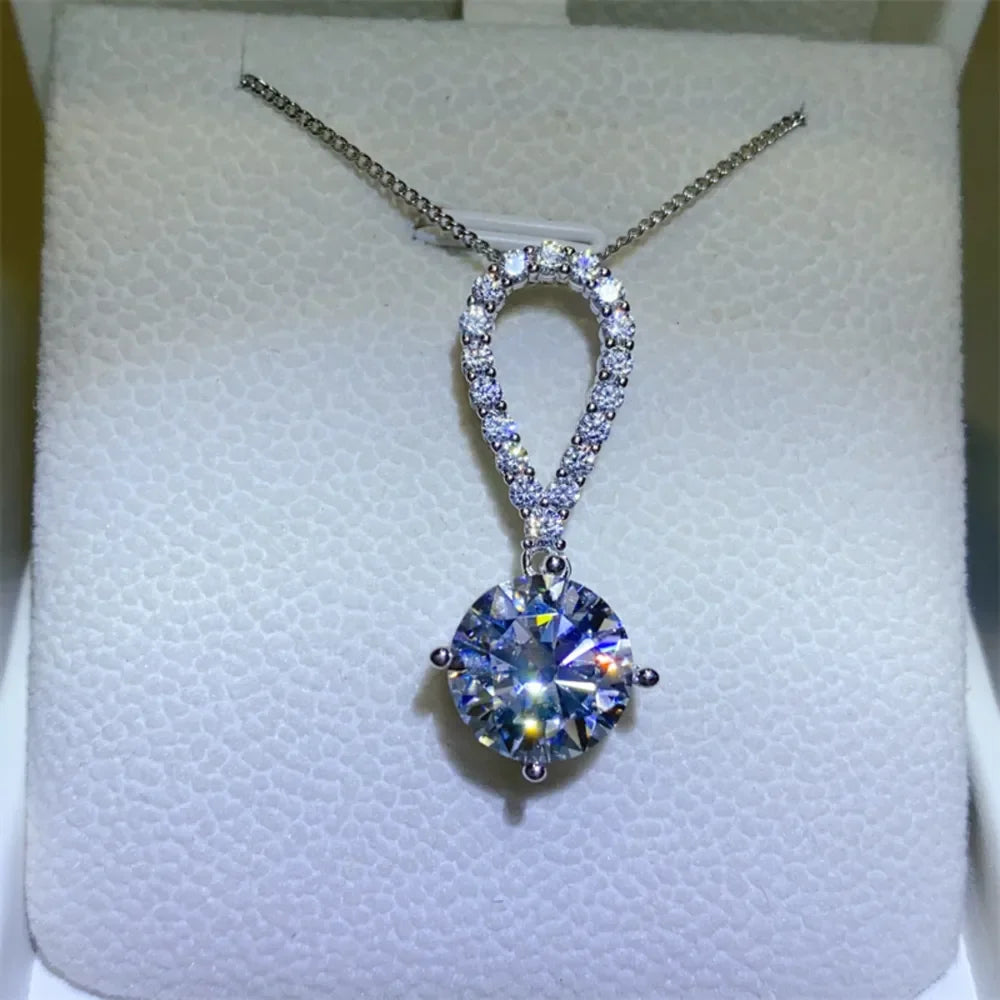 5 Carat Moissanite Teardrop Necklace In Sterling Silver Velanci