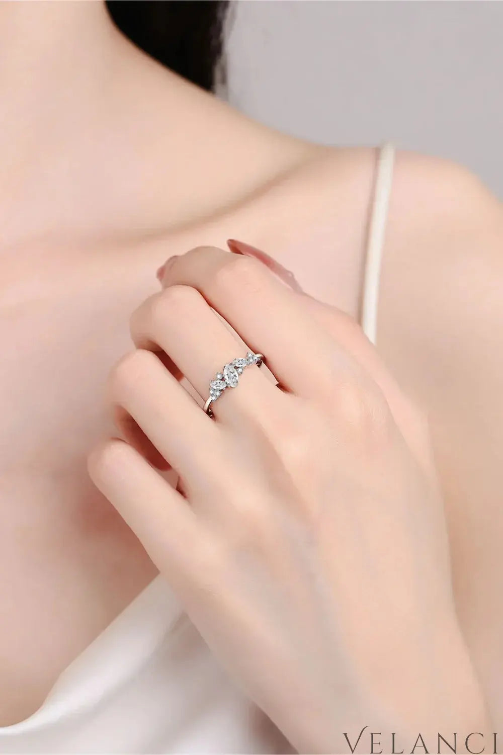 Moissanite Ring Alessia - Rhodium Plated Sparkle Shine Women's Ring Velanci