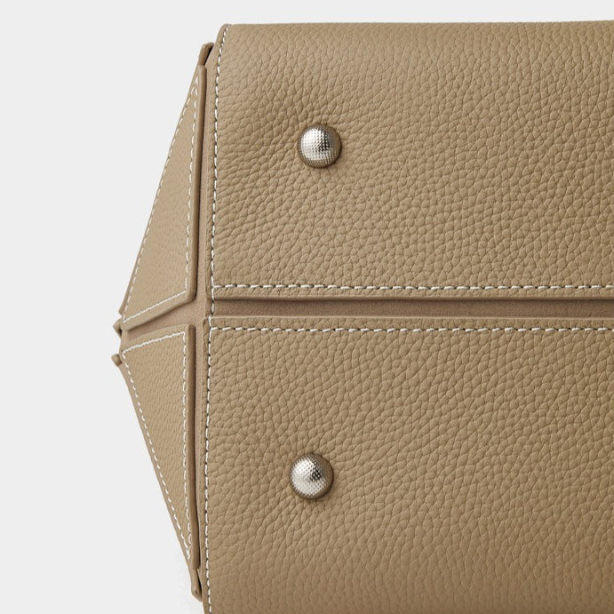 Elegant Camel Textured Leather Shoulder Tote