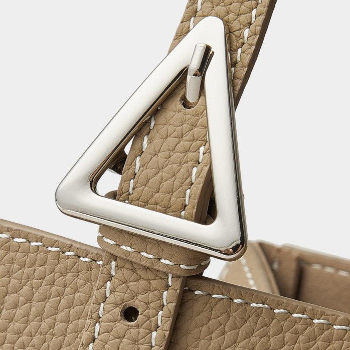 Elegant Camel Textured Leather Shoulder Tote