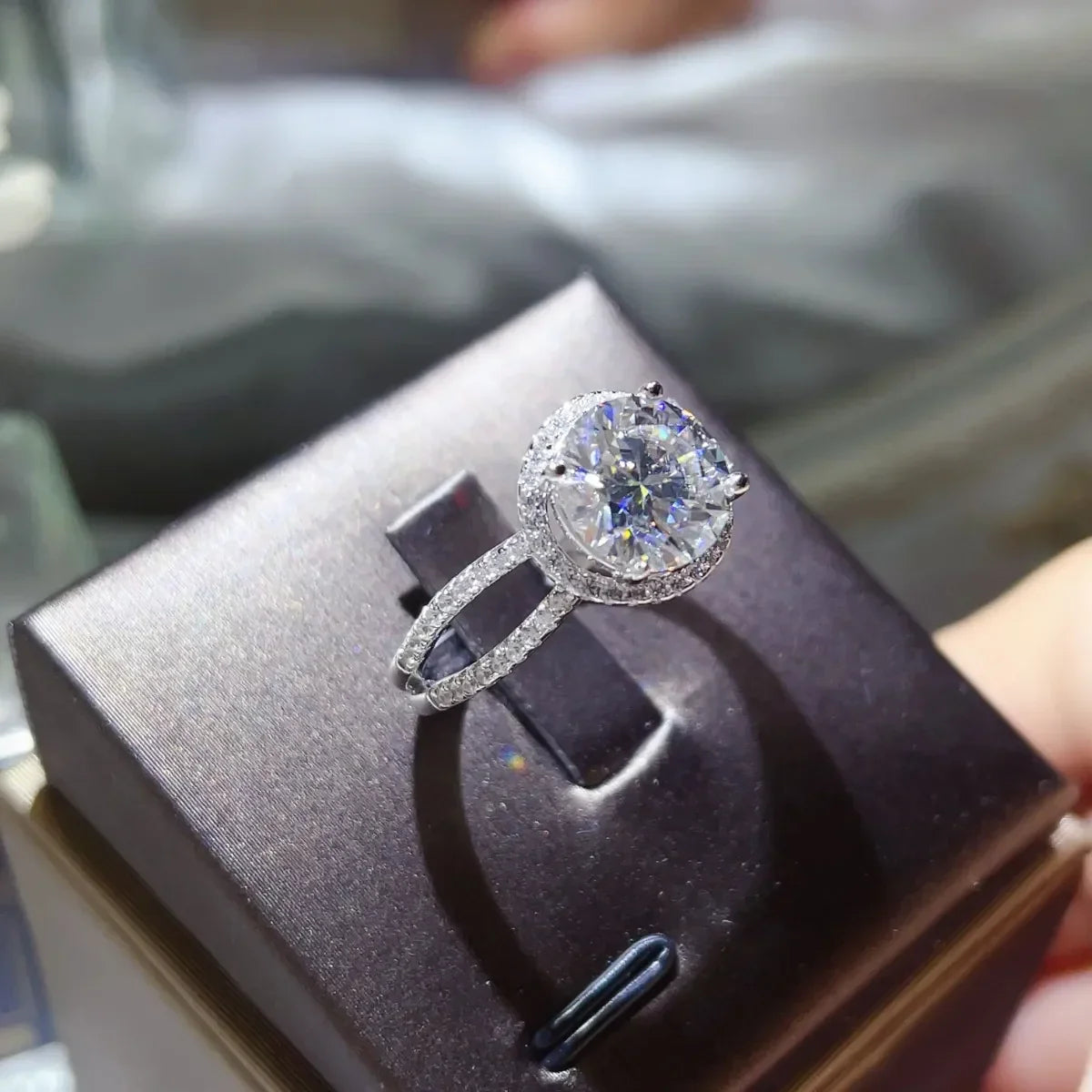 Ring Alessia - Platinum Plated 2 Carat Moissanite Center Women's Ring Velanci