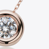 1 Carat Moissanite Pendant Necklace - Bezel Sterling Silver Velanci