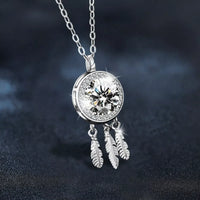 Dreamcatcher Necklace - 1 Carat Moissanite, Sterling Silver Velanci
