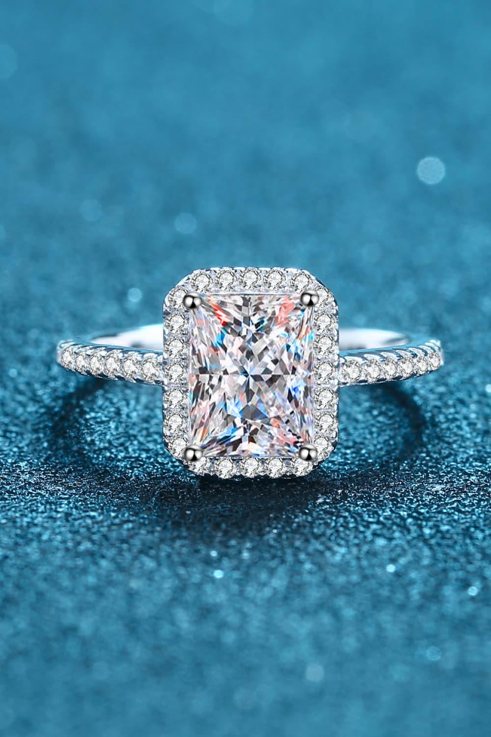 Ring Giulia - 2 Carat Moissanite Halo Sterling Silver Women's Ring Velanci