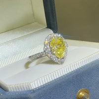 Ring Alessia - 2 Carat Moissanite Teardrop Halo, Platinum Women's Ring Velanci