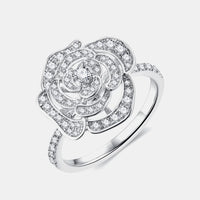 Moissanite Ring Valentina - Floral Sparkle Sterling Women's Ring Velanci