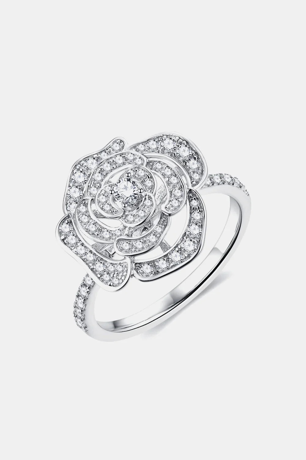 Moissanite Ring Valentina - Floral Sparkle Sterling Women's Ring Velanci