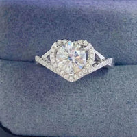 Moissanite Heart Ring Isabella - 1Ct Sterling Silver Halo Women's Ring Velanci