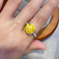 Ring Giulia - 5ct Banana-Yellow Moissanite Sterling Silver Women's Ring Velanci