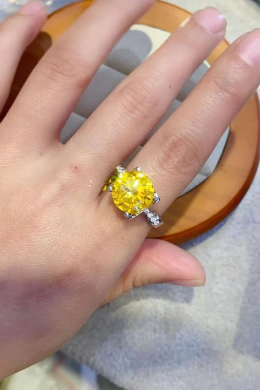 Ring Giulia - 5ct Banana-Yellow Moissanite Sterling Silver Women's Ring Velanci