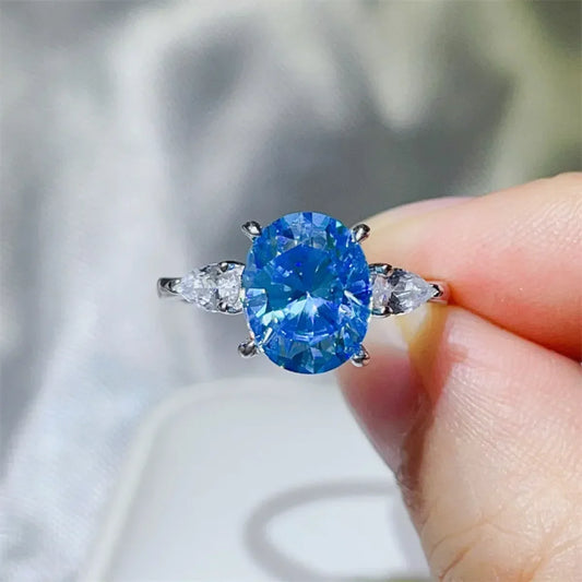3 Carat Moissanite Sterling Silver Ring Adele - Coastal Glow Women's Ring Velanci