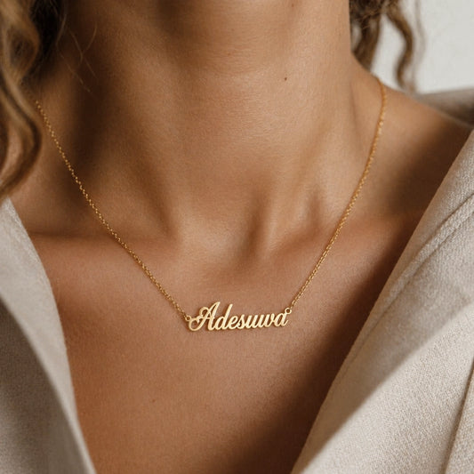 Personalized Custom Name Necklace - Engraved 18K Gold Stainless Steel Velanci