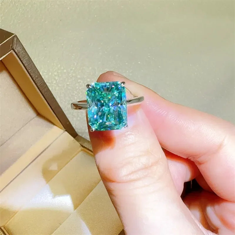 Rectangle Moissanite Ring Francesca - 2ct Sterling Silver Women's Ring Velanci