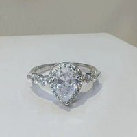 2 Carat Moissanite Sterling Silver Ring Giulia - Halo Spark Women's Ring Velanci