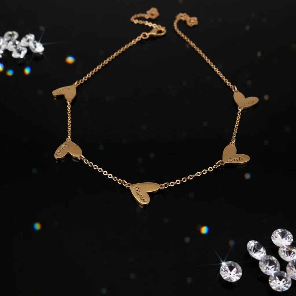 18K Gold Custom Necklace Heart Charm – Cuori Incisi Name Pendant Velanci