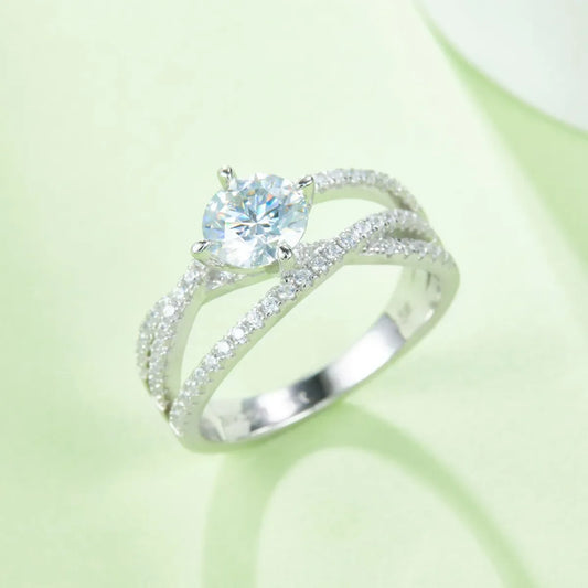 1 Carat Moissanite Sterling Silver Ring Giada - Daily Spark Women's Ring Velanci