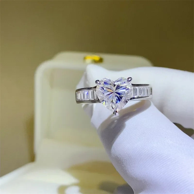 Moissanite Ring Sofia - 3-Carat Center Stone Silver Women's Ring Velanci