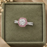 Moissanite Ring Ginevra - 1 Carat Flower-Cross Halo Women's Ring Velanci