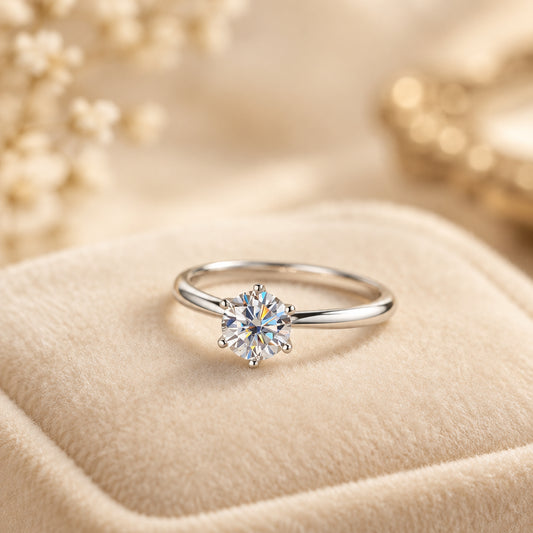 1 Carat Moissanite Ring Bianca - Sleek Minimalist Sparkle Women's Ring Velanci