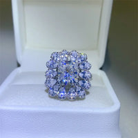 Ring Isabella - 3 Carat Moissanite Halo Sterling Silver Women's Ring Velanci