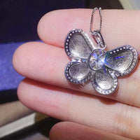 Moissanite Butterfly Pendant Necklace - 1 Carat Moissanite Velanci