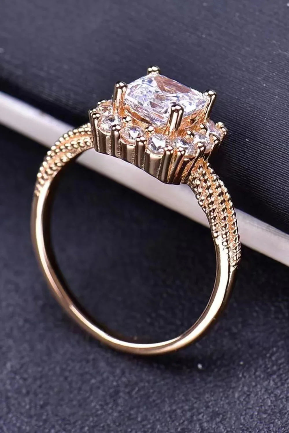 Moissanite Ring Ariella - Rose-Gold Plated, 1 Carat Halo Women's Ring Velanci