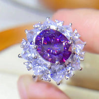3 Carat Moissanite Platinum-Plated Ring Giulia - Halo Shine Women's Ring Velanci