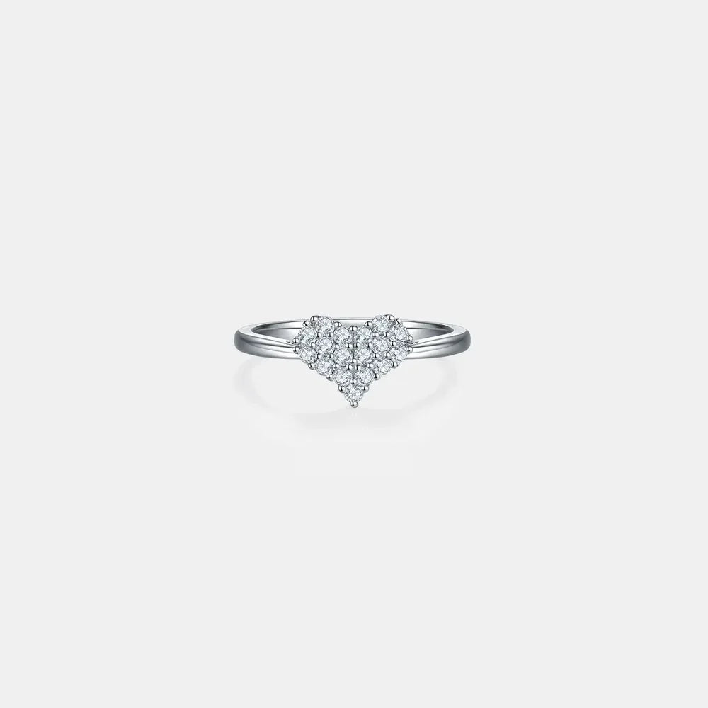 Moissanite Sterling Silver Heart Ring Sofia - 0.33ct Women's Ring Velanci