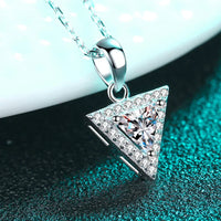 Sterling Triangle Moissanite Pendant Necklace - Sleek Velanci
