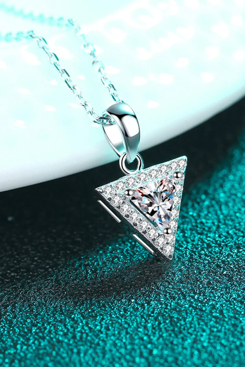 Sterling Triangle Moissanite Pendant Necklace - Sleek Velanci