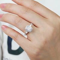 1 Carat Moissanite Geometric Ring Francesca - Emerald Halo Women's Ring Velanci