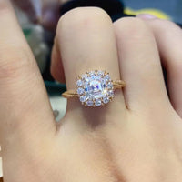 Moissanite Ring Ariella - Rose-Gold Plated, 1 Carat Halo Women's Ring Velanci