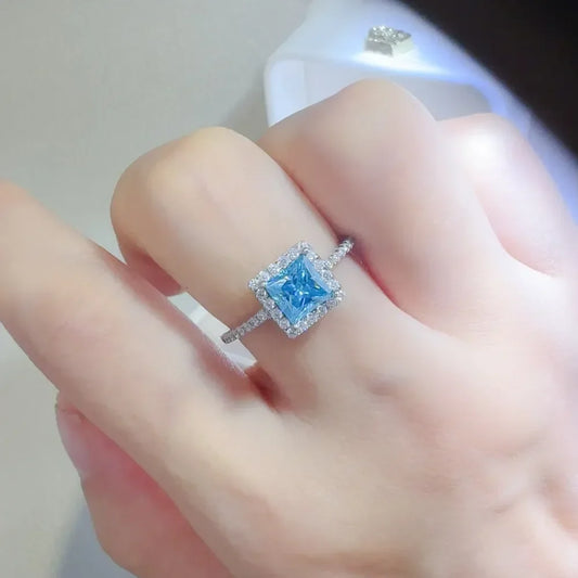 2 Carat Moissanite Sterling Silver Ring Francesca - Halo Women's Ring Velanci