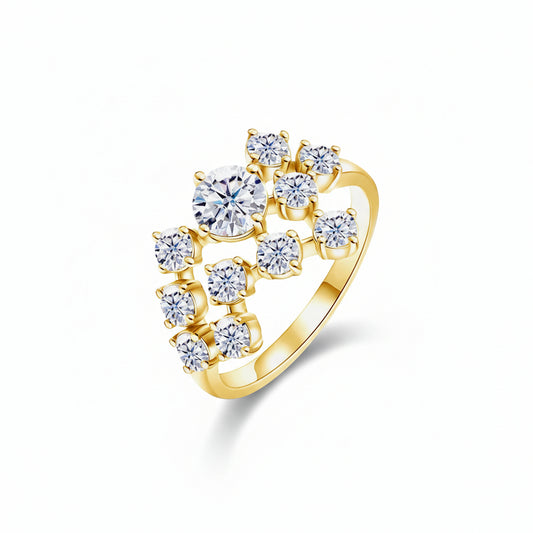 Moissanite Ring Alessia - 1.2 Carat Sterling Silver Halo Women's Ring Velanci
