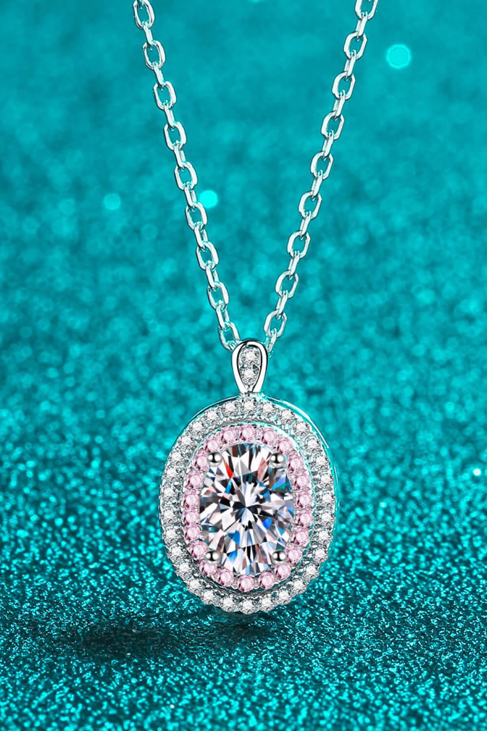 Moissanite Pendant Necklace - Sterling Silver 1ct Sparkle Velanci