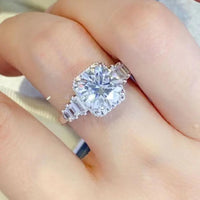 3 Carat Moissanite Sterling Silver Ring Elena - Bold Shine Women's Ring Velanci