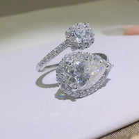 2 Carat Moissanite Silver Bypass Ring Giulia - Shine Women's Ring Velanci