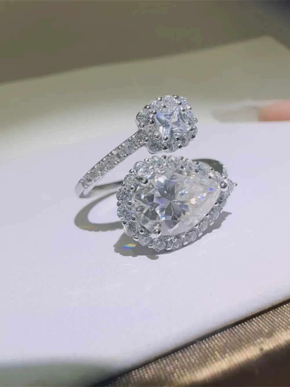 2 Carat Moissanite Silver Bypass Ring Giulia - Shine Women's Ring Velanci