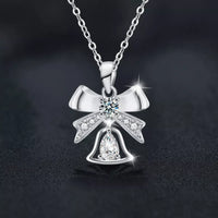 Sterling Silver Bow Pendant Necklace - 0.5 Carat Brilliance Velanci