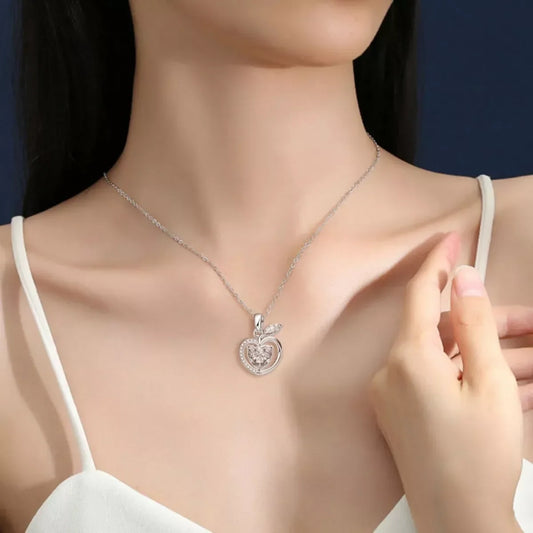Apple Pendant Necklace - 2 Carat Moissanite Sterling Silver Velanci