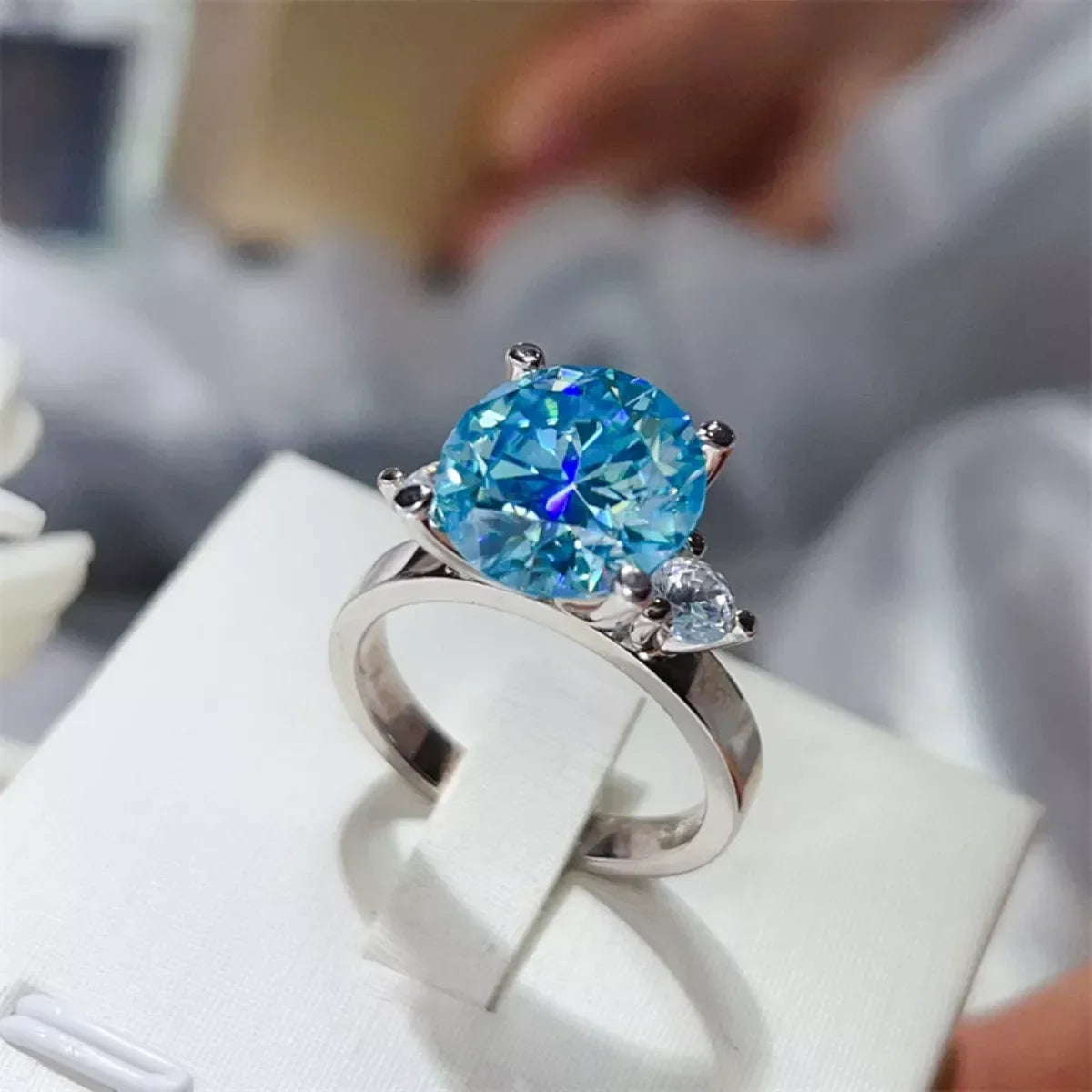 Moissanite Ring Francesca - 5 Ct Center Sparkle Sterling Women's Ring Velanci