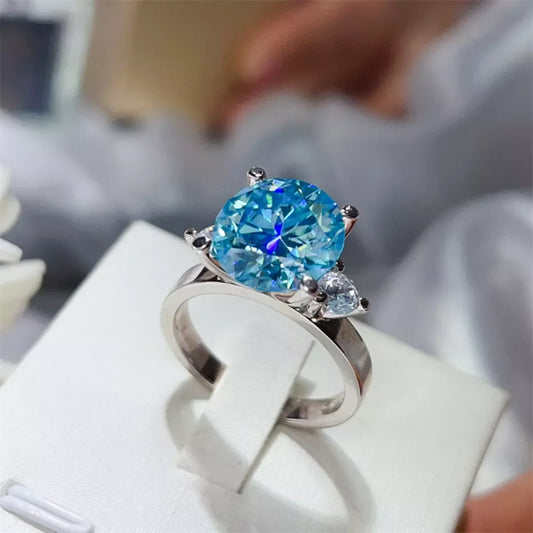 Moissanite Ring Francesca - 5 Ct Center Sparkle Sterling Women's Ring Velanci