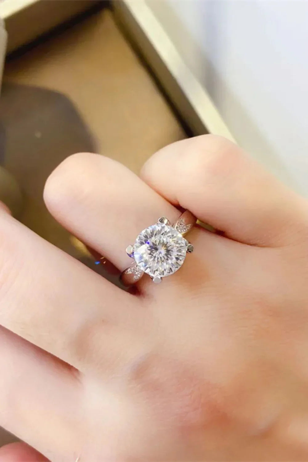 Moissanite Ring Giovanna - 2 Ct Platinum-Plated Silver Women's Ring Velanci