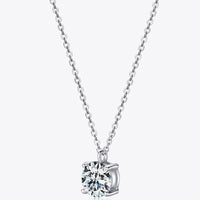 Moissanite Four-Prong Sterling Necklace - 2ct Solitaire, 18in Chain Velanci