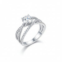 Moissanite Ring 1ct Silver Giulia - Crisscross Silhouette Women's Ring Velanci