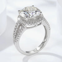 Ring Elena - 5 Carat Moissanite Split Shank Sterling Silver Women's Ring Velanci